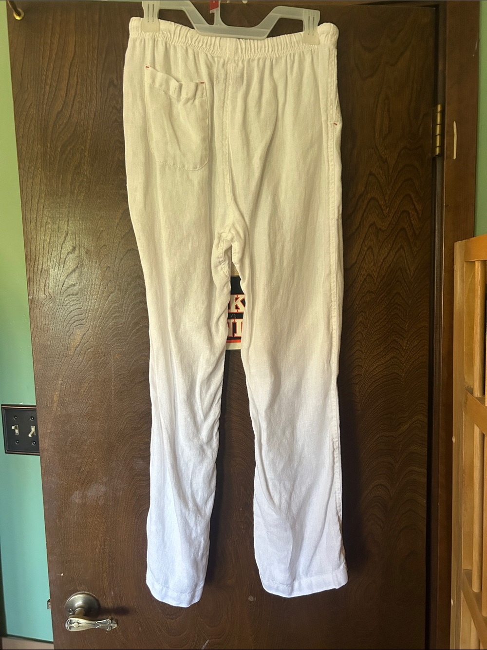 Men's Drawstring hemp Pants - White - Picture 2 of 3